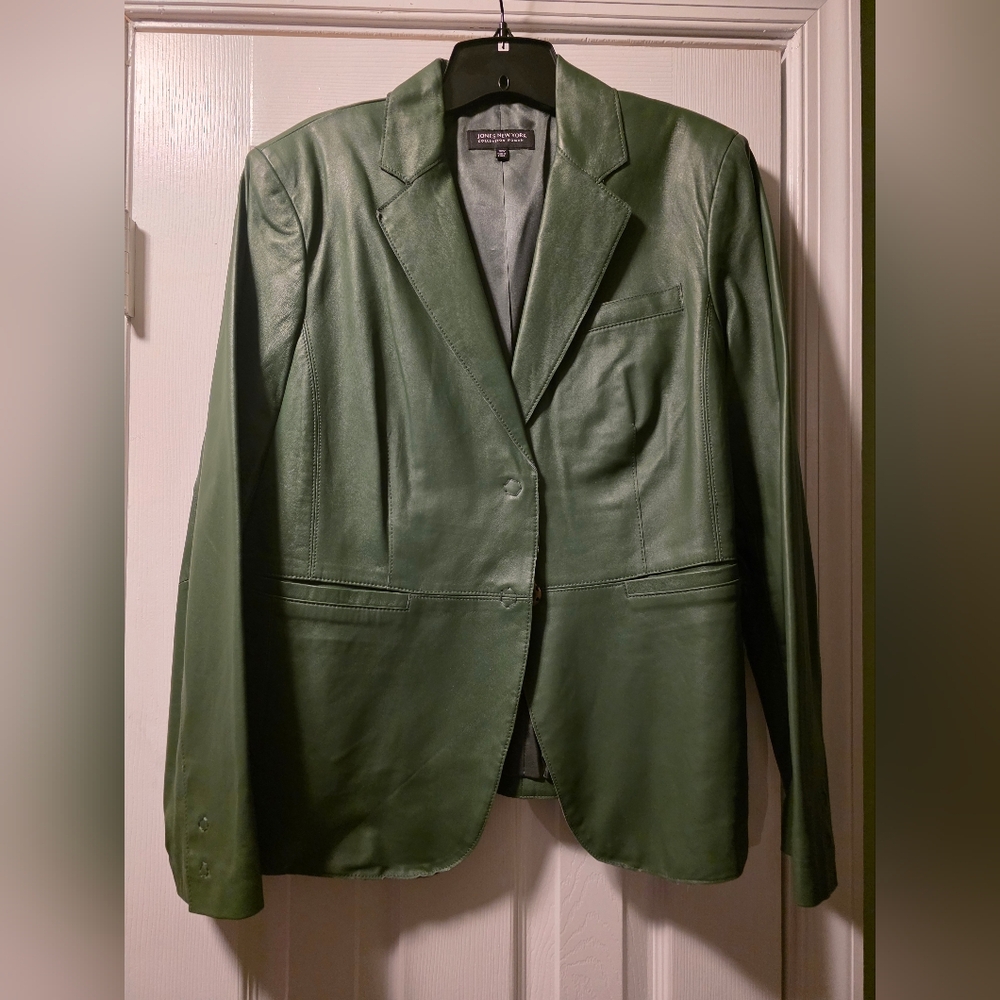 Green Leather Women's Blazer